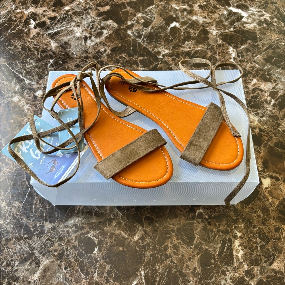 DONATED ITEM - Orange and Brown Women's Sandals